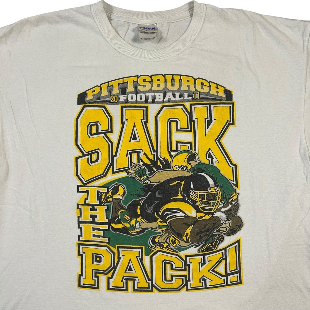 Pittsburgh Steelers T-Shirt Mens XL White‎ Graphic Cartoon NFL Football 2011 Y2K